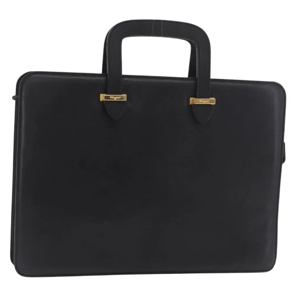 Salvatore Ferragamo Leather Business Bag Black